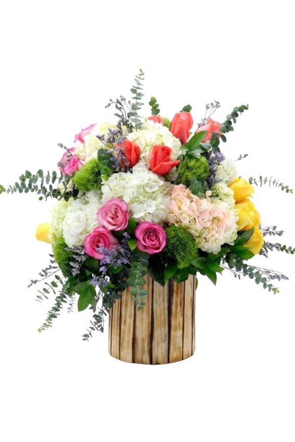 Caja Madera Hortensias Eucalipto