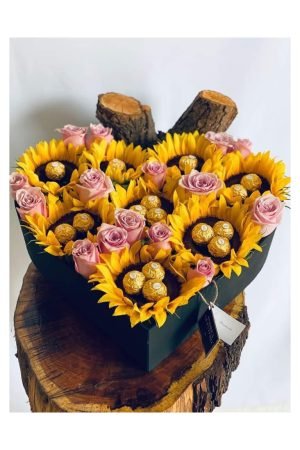 Corazón Girasol Rosa Princesa