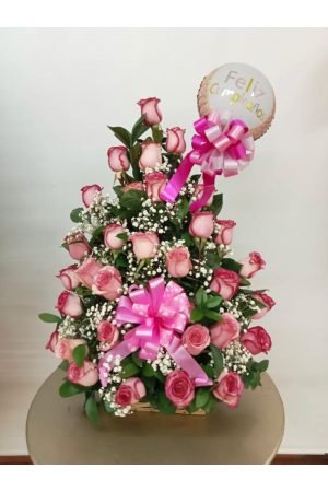 Arreglo Rosas Confeti Rosa