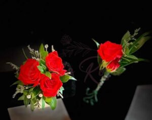 Corsage y Boutonniere Rojos