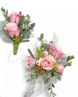 Corsage y Boutonniere Rosa