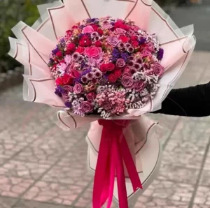 Arreglo Bouquet Listón Rosa