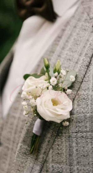 Boutonniere 2 Rosas Blancas