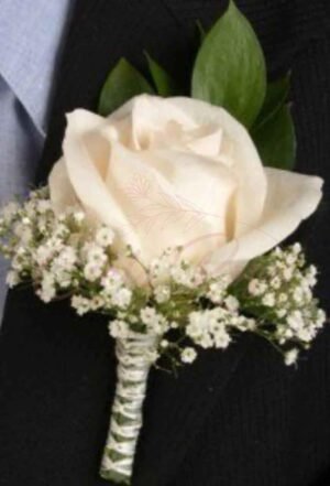 Boutonniere Flor Blanca Deluxe
