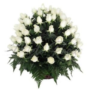 Canasta Fúnebre 50 Rosas Blancas