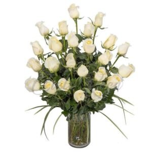 Florero 24 Rosas Fúnebres Blancas