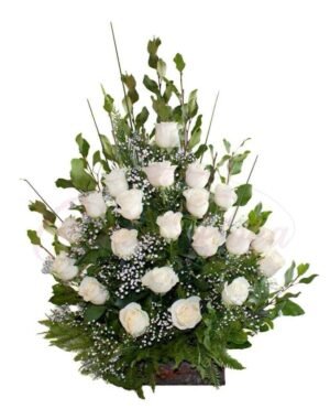 Canasta Fúnebre 21 Rosas Blancas